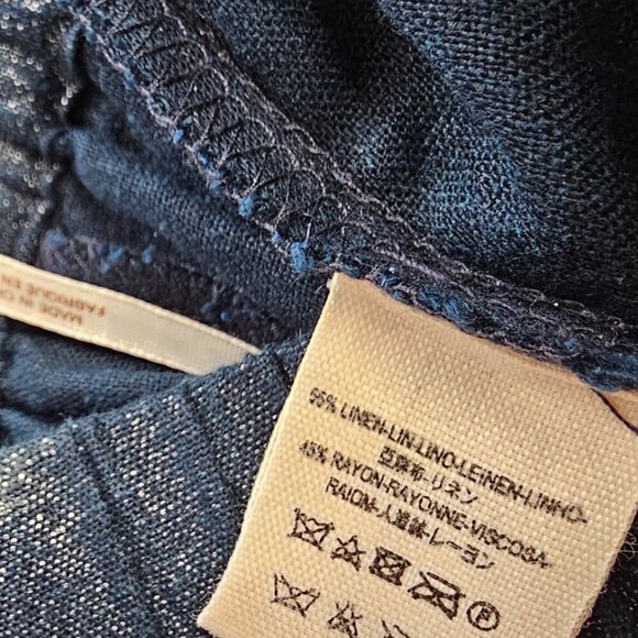 Free People Womens Metallic Sparkle Linen Blend Pull On Pants, Blue,Size M - Picture 7 of 8